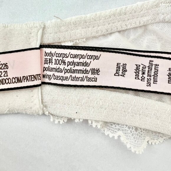 Victoria's Secret Dream Angels Lightly Lined No Wire White Lace Bra 36C - Picture 12 of 12